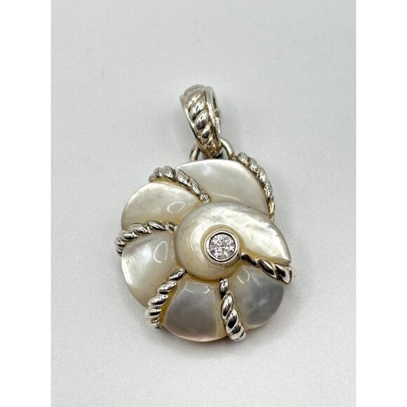 Judith Ripka Sterling Silver Mother Of Pearl Shell Pendant Vintage Design - Picture 3 of 8